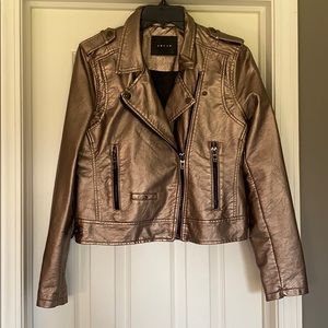 Blank nyc bronze metallic faux leather jacket